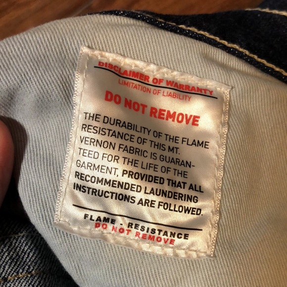 Artist 32x28 Mid Rise bootcut fire resistant denim blue work jeans EUC - Picture 6 of 7